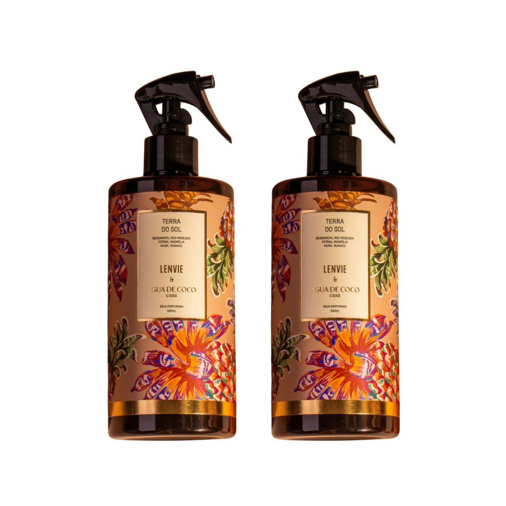 Água Perfumada Lenvie Terra do Sol 500ml Kit 2 | Água de Coco