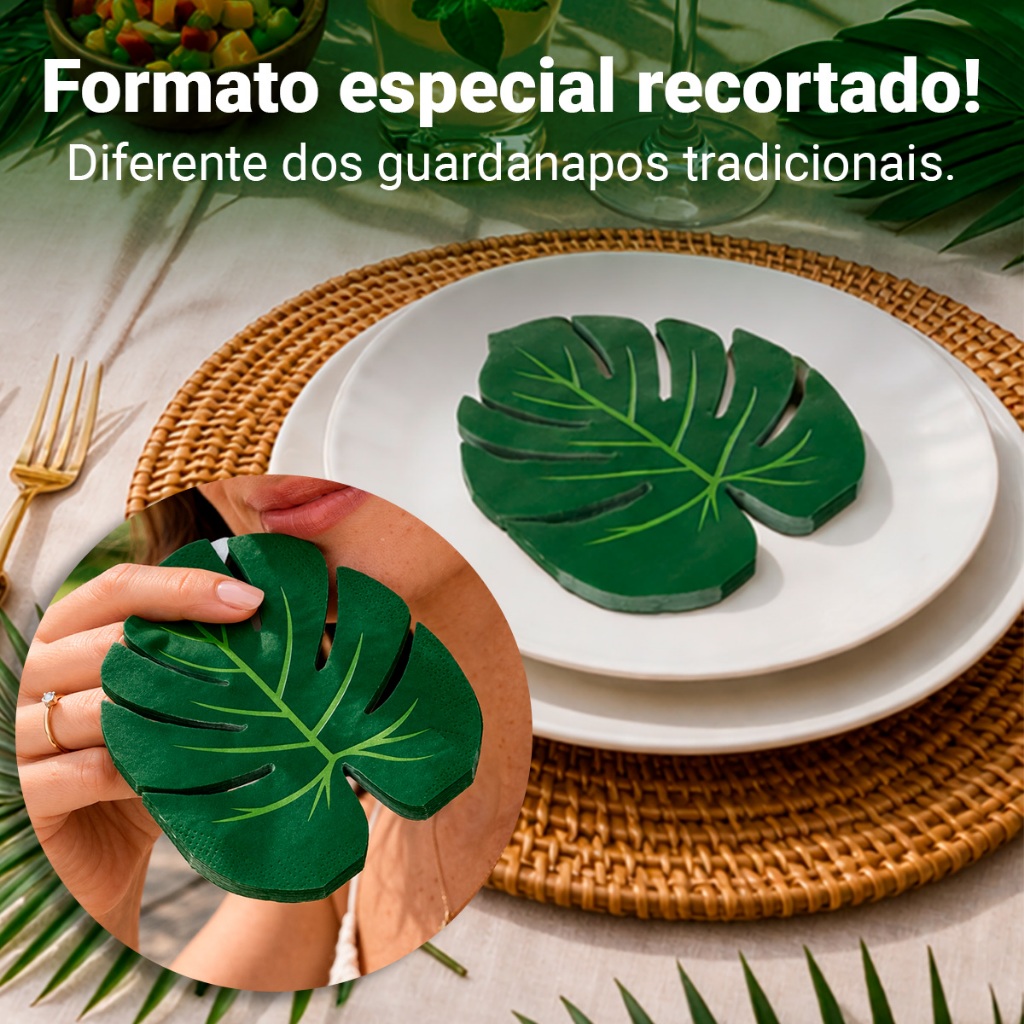 Guardanapo De Papel Jardim Decorado Formato Especial Kit Com 20 Peças Silver Festas — imagem 2 de 2