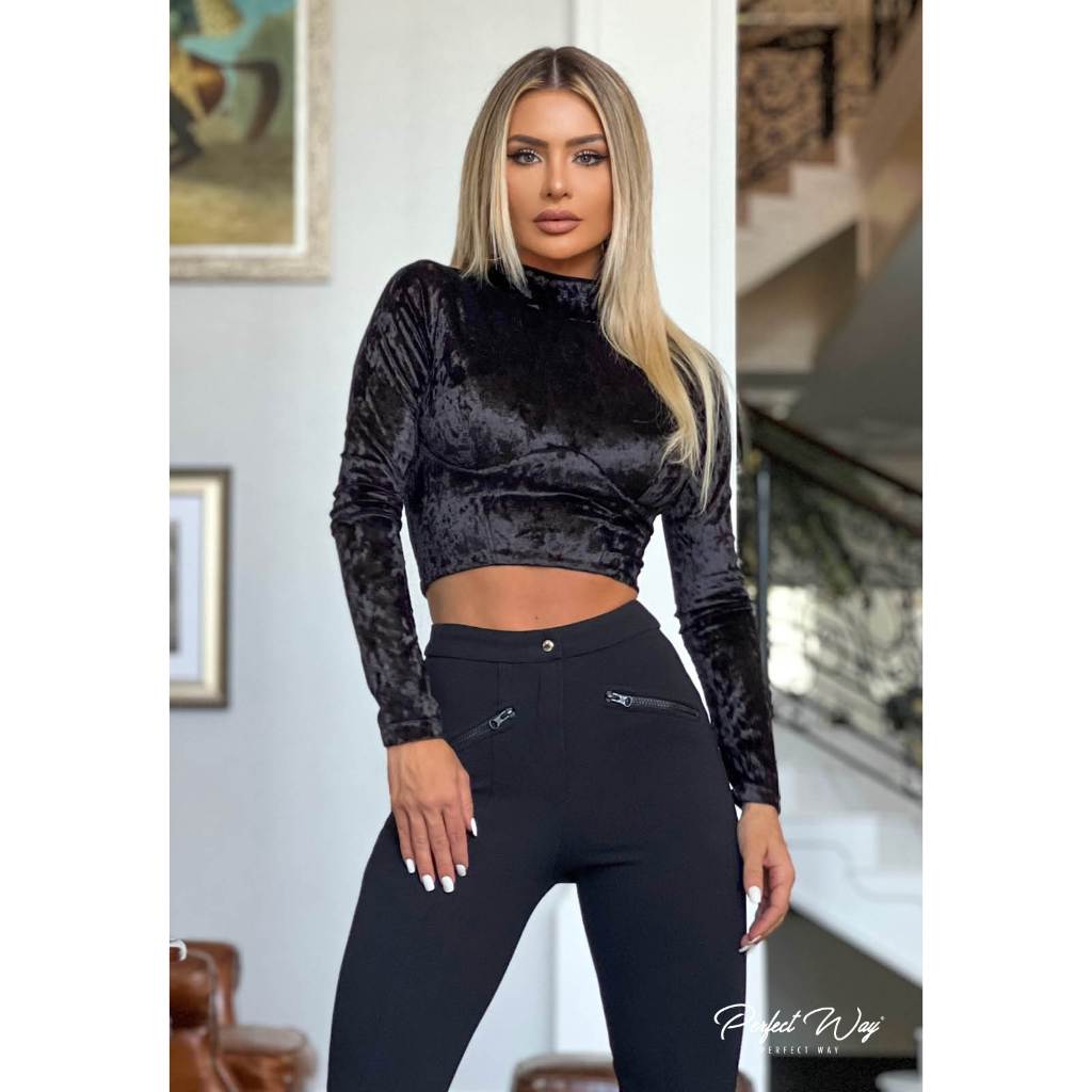 Cropped Gola Alta Preto Perfect Way