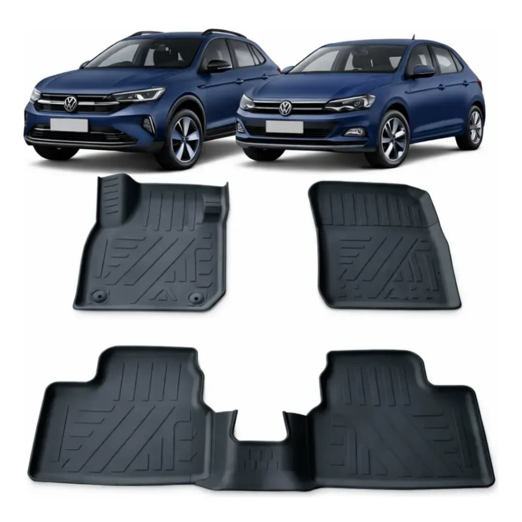 Tapete Bordas Elevadas Bandeja VW Nivus 2020 A 2026 3pçs
