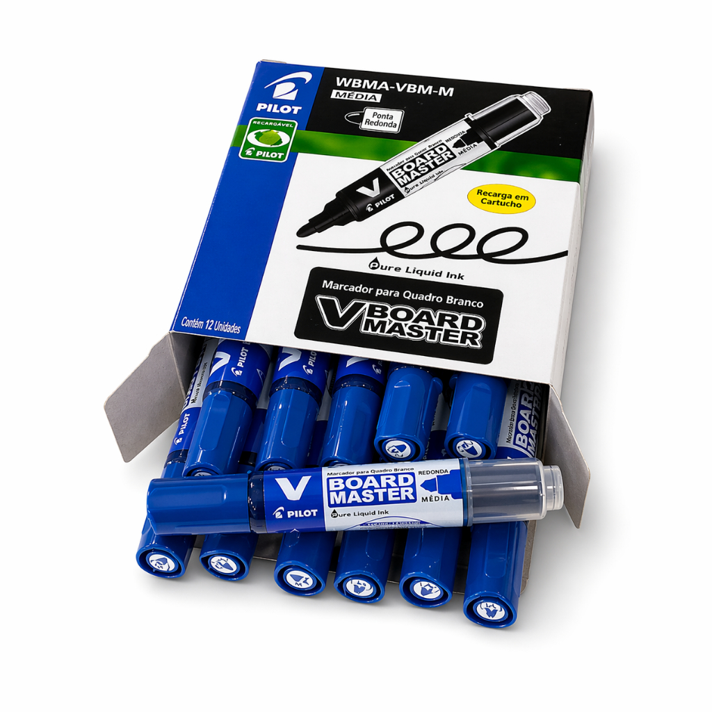 Marcador para Quadro Branco Pilot V Board Recarregável Original - Caixa com 12 Unidades