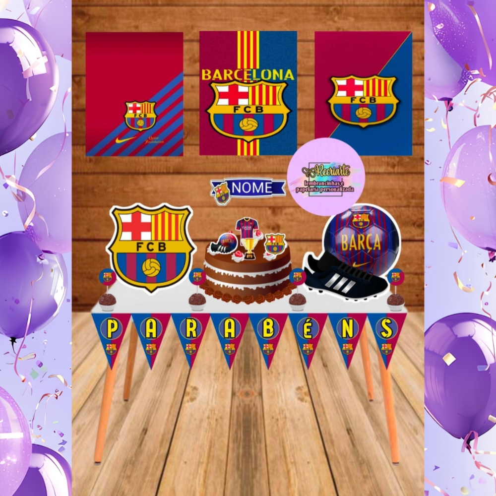 Kit festa Só um bolinho tema BARCELONA - Decoração de Aniversário - Festa Infantil - Kit festa em Casa