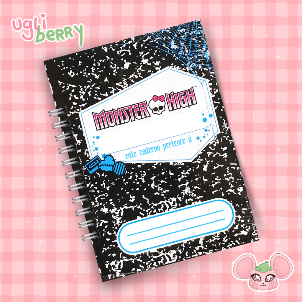 Diário Caderno Frankie Stein Sketchbook Monster High Caderno de Desenho Artesanal