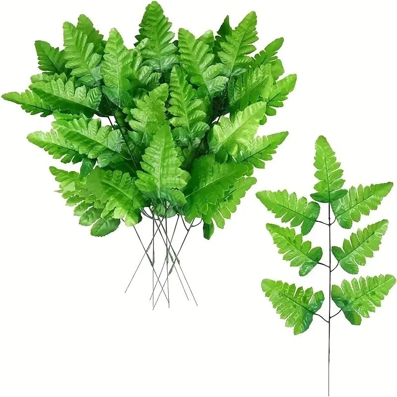 Kit 12 Folhas De Samambaia / Folhagem Artificial P/ Decoração Casamento, Arranjos, Decorar Festas pendura e planta
