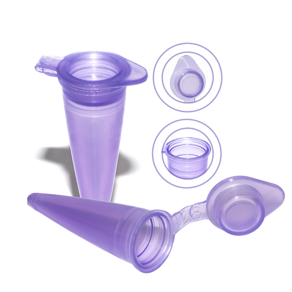 1000 Microtubo Phitos Lab 0,65ml Lilás Cônico C/ Tampa Capsula Para Laboratório