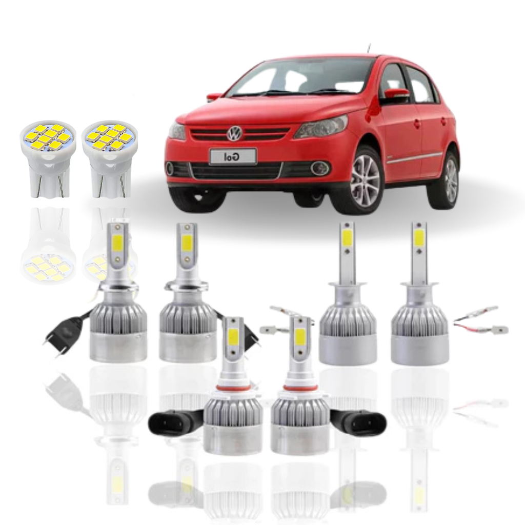 Kit Lâmpada led (Farol Alto Baixo milha Farolete) Gol G5 2008 a 2012 ( Lâmpada Super Led/ Ultra Led H1 H7 HB4 T10 26