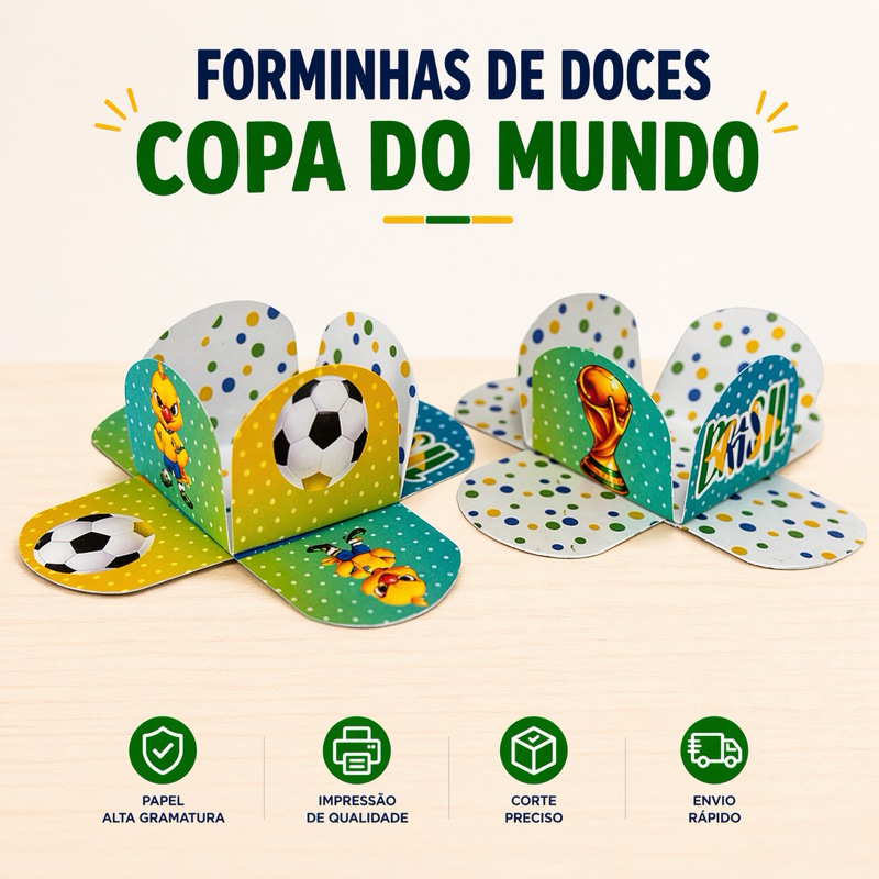 Forminhas para Doces Copa do Mundo 2026 Taça Brasil Personalizadas Porta Doces Lembrancinha Luxo