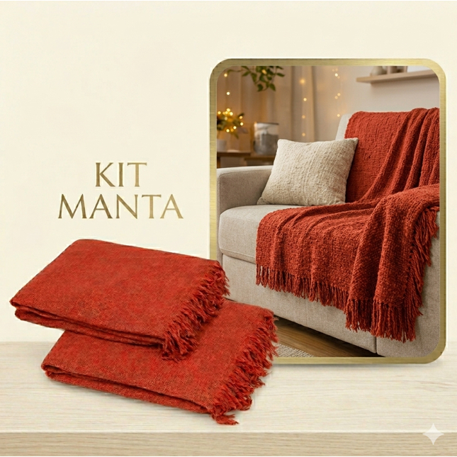 Kit 2 Mantas Para Sofá Luxo Tipo Capa Protetora Decorativa 210x120CM Gigante