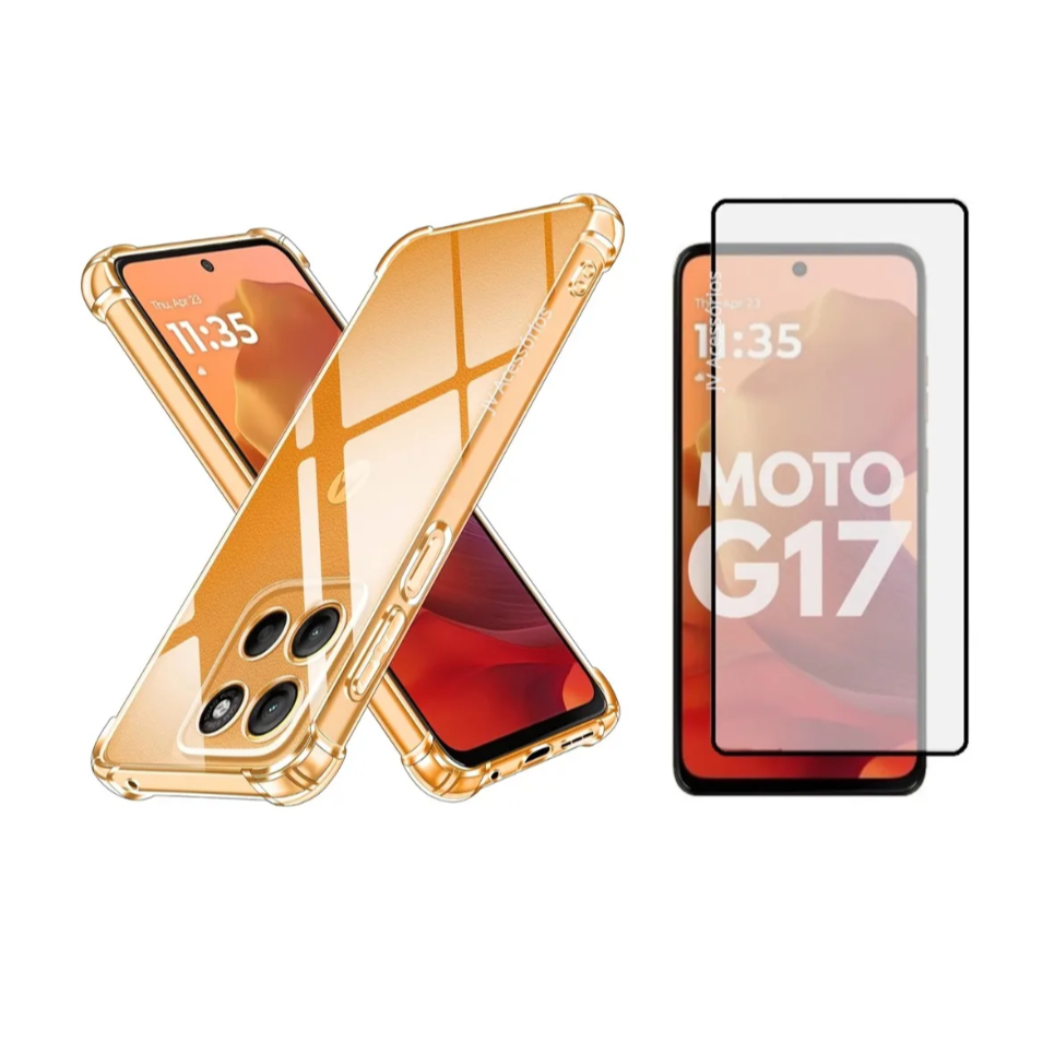 Kit Capa Anti Impacto + Película 3D P/ Moto G17