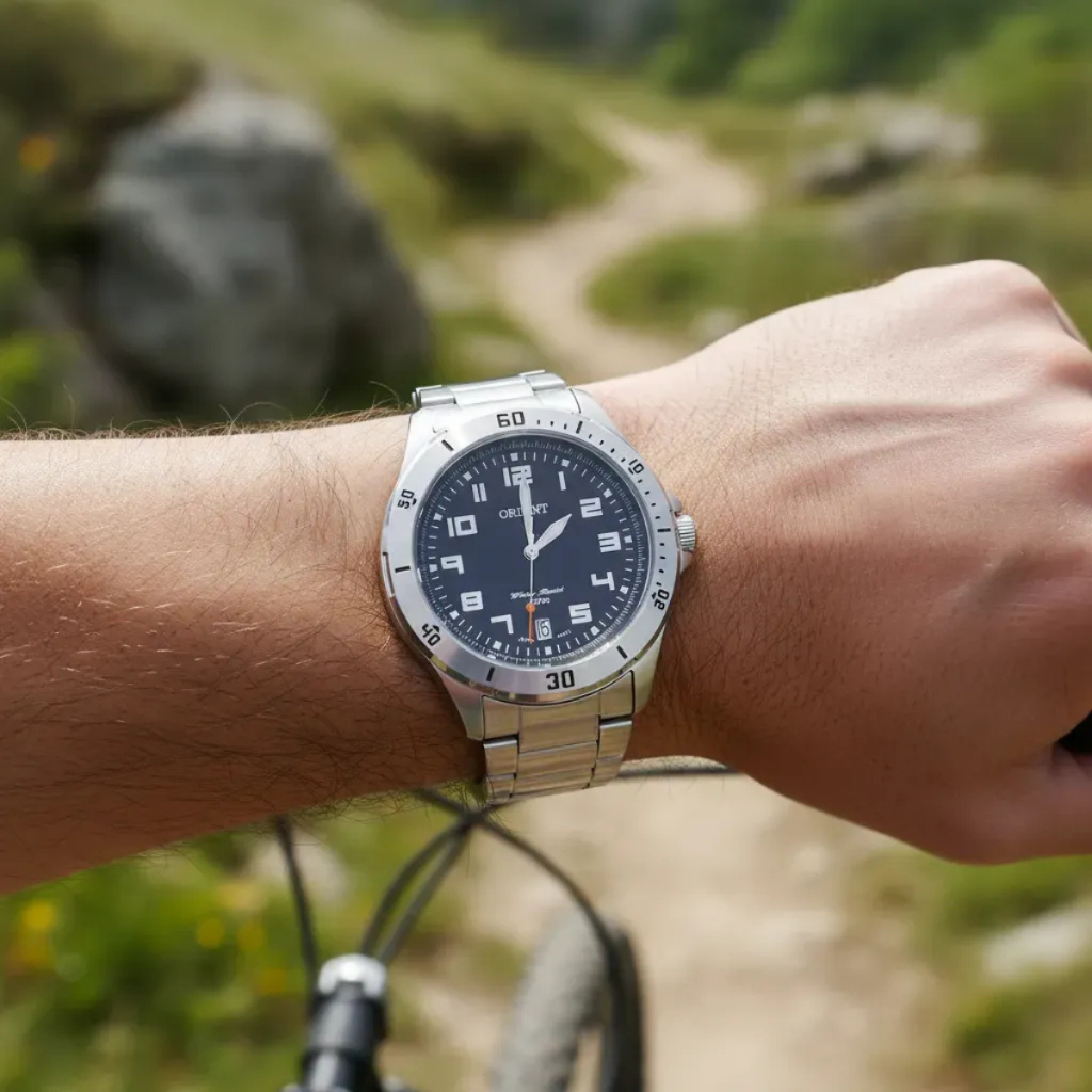 Relógio Orient Com Retroiluminação  Prova d'água Cor:Cinza