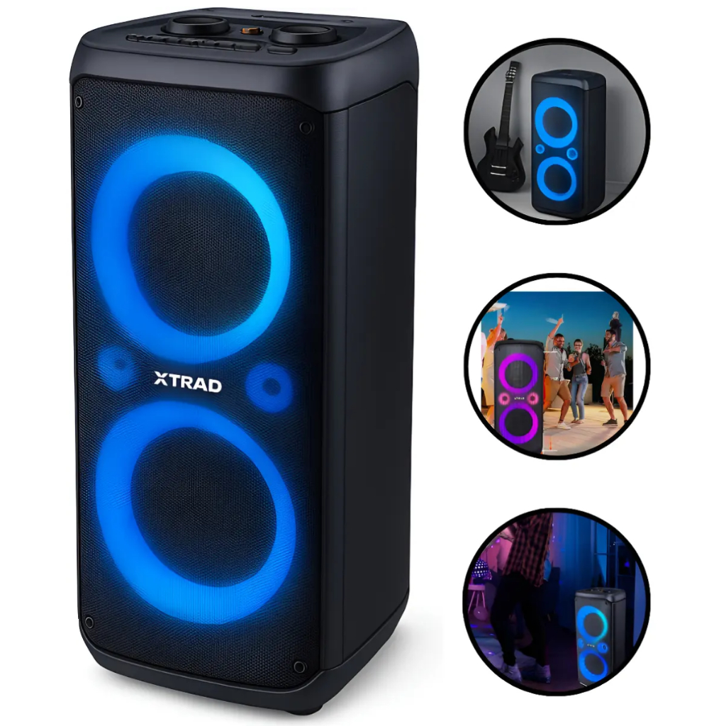 Caixa De Som Bluetooth Grande e Potente 600w Bluetooth Rgb + Microfone Preto Multimidia Sem Fio