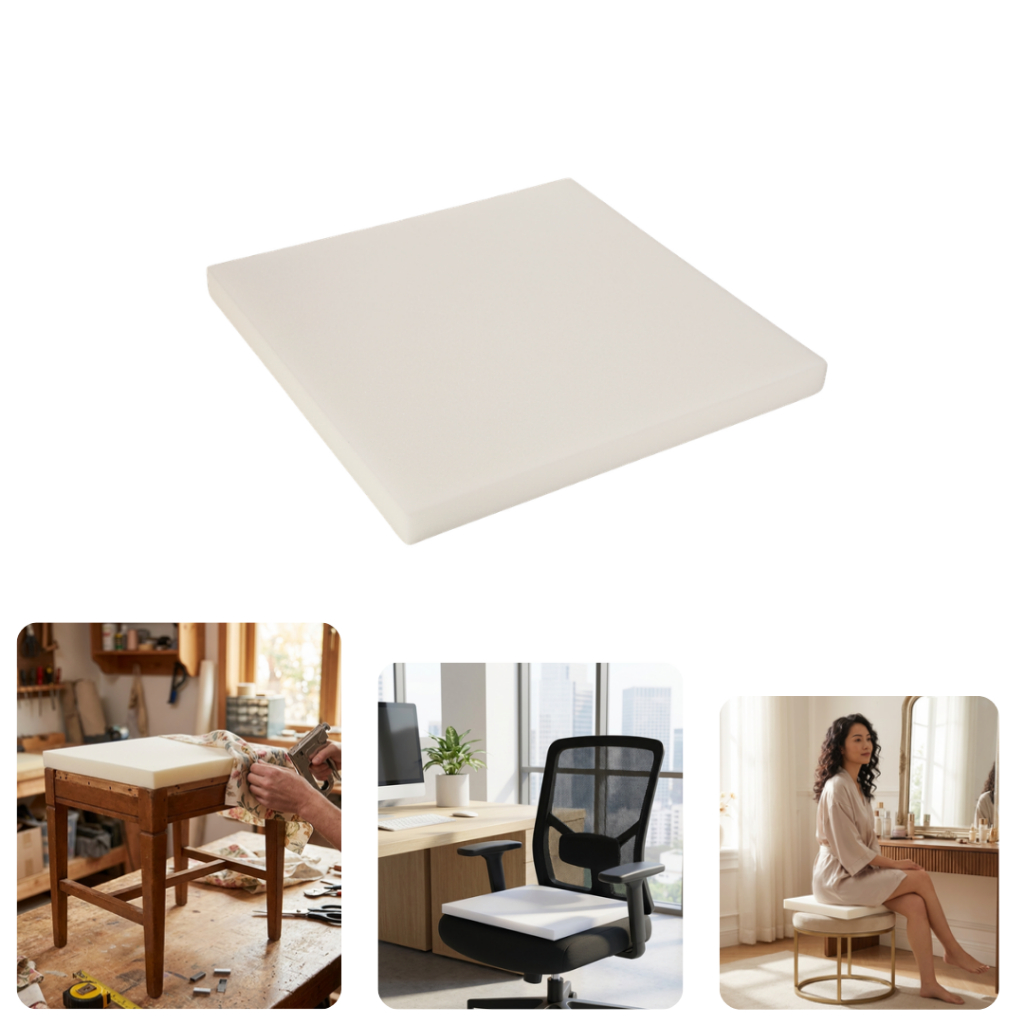 Espuma p/ assento de cadeira 40x40x3cm D28 - 1 unidade - ALTA QUALIDADE