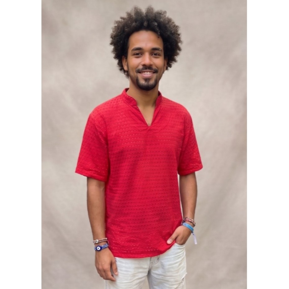Camisa Bata Masculina Estilo Africana Em Lese Umbanda Candomblé