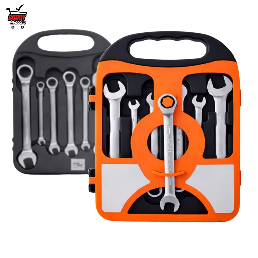 Jogo De Chaves Combinadas Com Catraca 7 Peças Aço Profissional 8mm A 19mm Kit Co