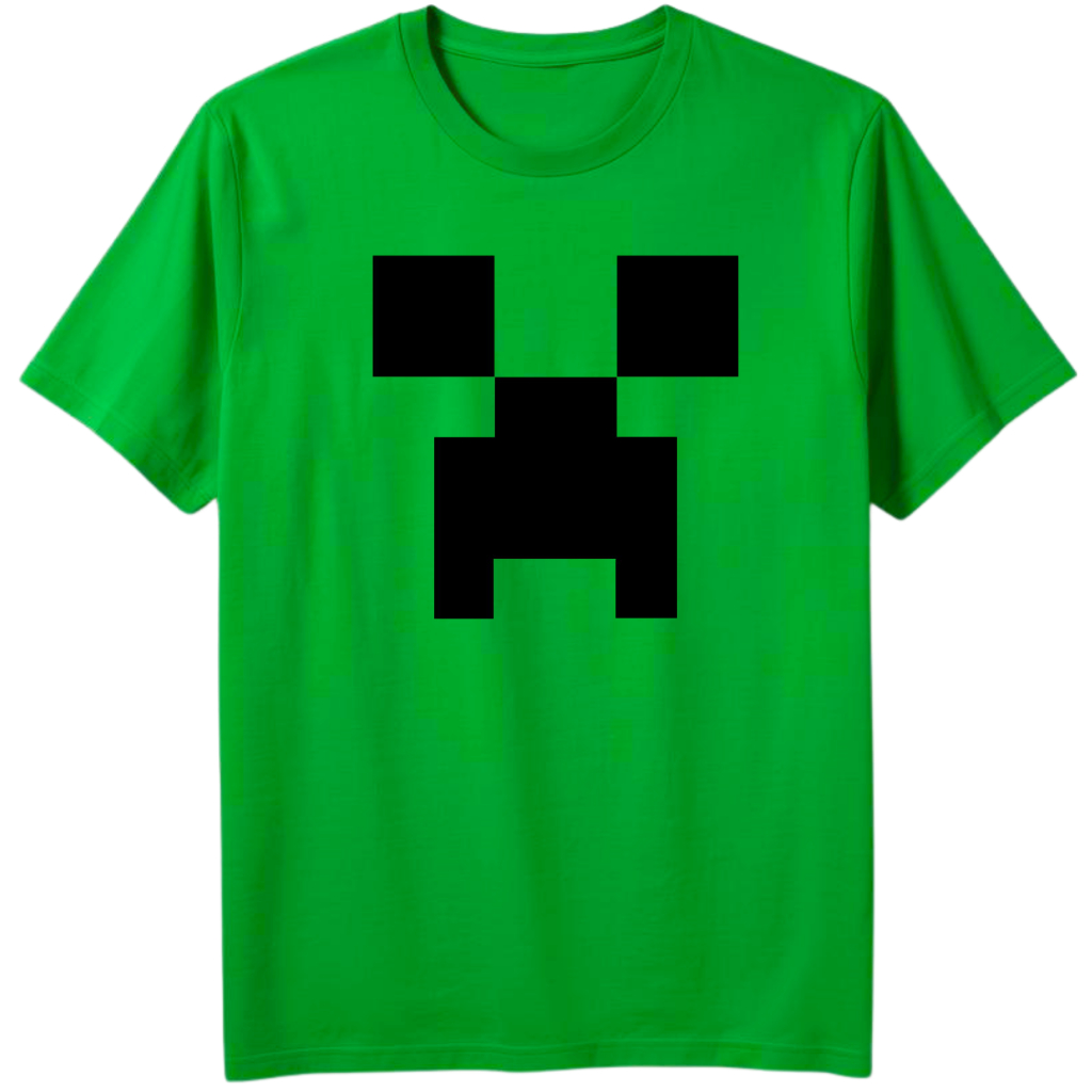Camiseta Camisa Blusa Creeper Mob Monstro Mine Craft Jogo Game Quadrado Algodão Infantil Estampada