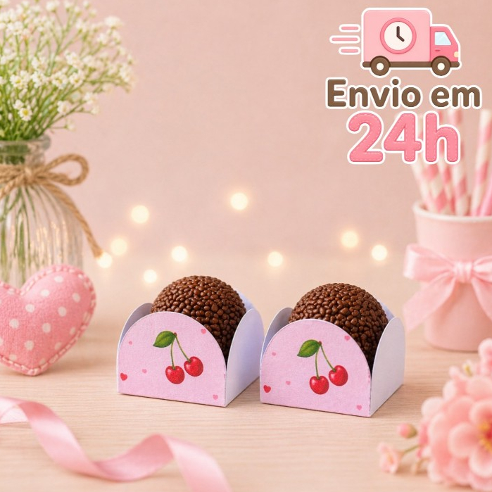 Forminha de Doces Personalizada no tema Cerejinha Lembrancinha de Aniversário - Decoração
