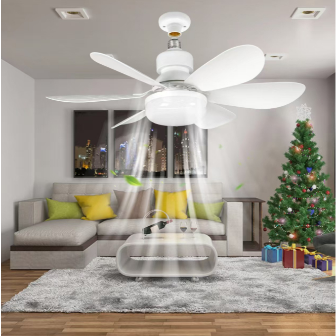 Ventilador de teto Com Luz para Pequenos Espaços 6 HéliceS Controle Remoto Bivolt LED 110V-220V 60w