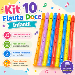 10 Flauta Doce Brinquedo Musical Infantil Instrumento Lembrancinha Prenda