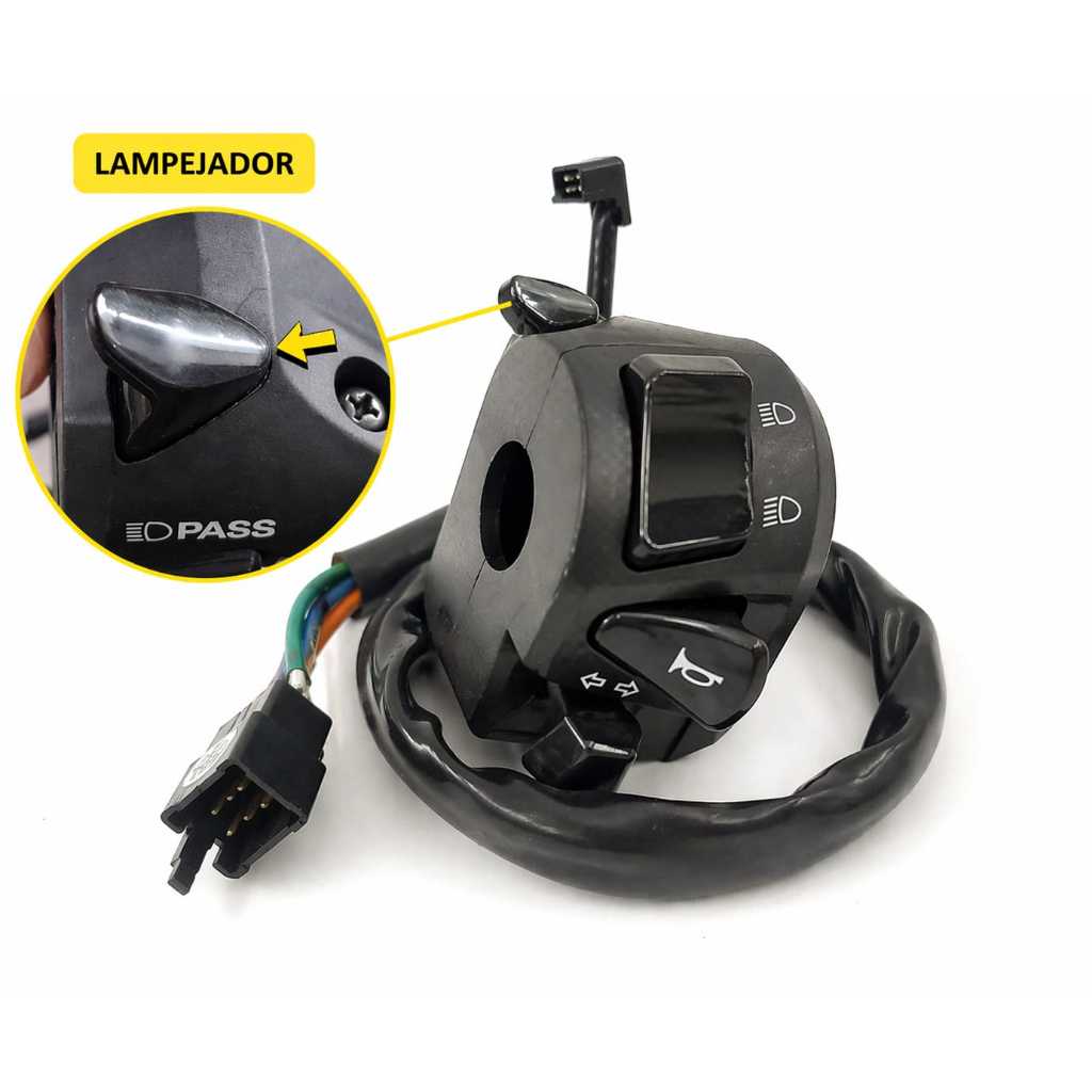 CHAVE DE LUZ ESQUERDA C/LAMPEJADOR - 10 FIOS -TITAN 150/FAN 150 14-15/FAN 12 5I 16-18/TITAN 160/FAN 160/START 160 16-24