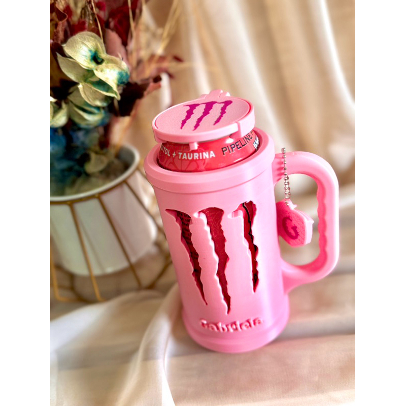 Suporte Porta Lata Monster Personalizado com Tampa e Chaveiro – Estilo Copo