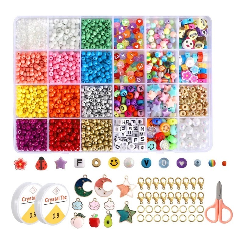 Kit Para Fazer Pulseiras Maleta de Miçangas Infantil para Completo Menino Menina Pulseira Colares