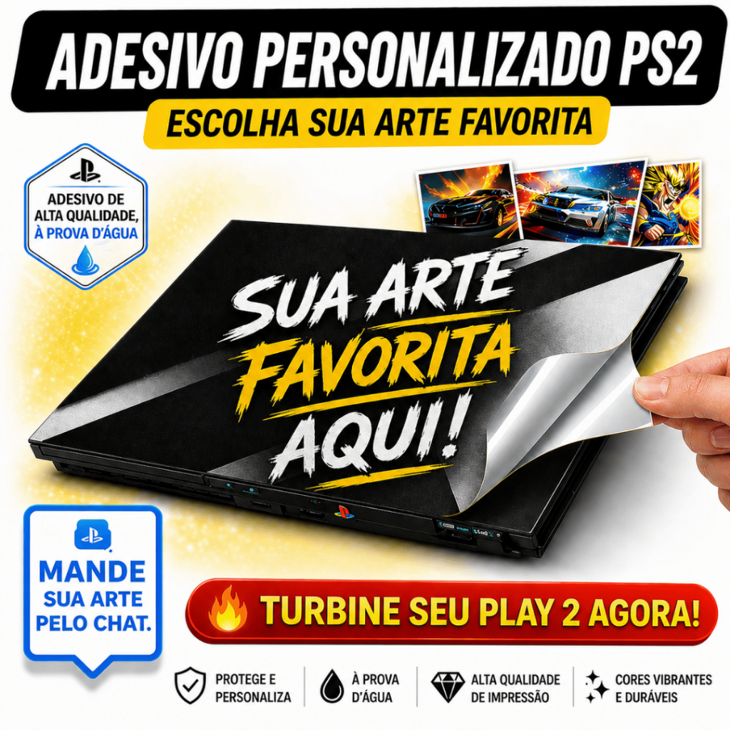 Adesivo Skin PS2 PlayStation 2 Personalizado | Vários Temas | Fácil Aplicação | Sem Bolhas