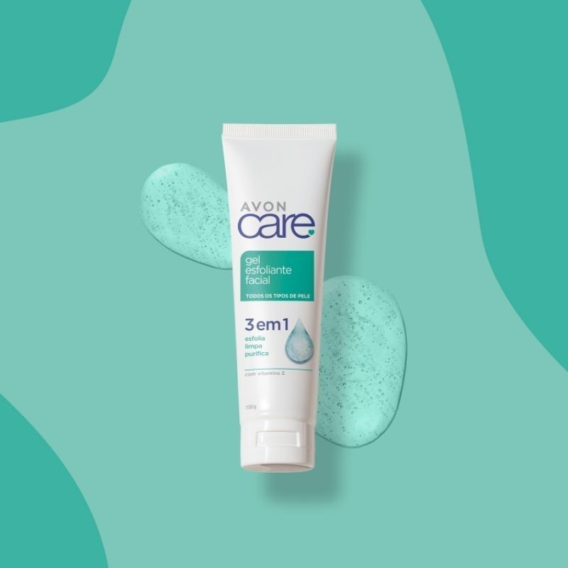 Gel Esfoliante Facial 3 em 1 Esfolia, Limpa e Purifica Avon Care 100g | Com Vitamina E | Para Todos os Tipos de Pele