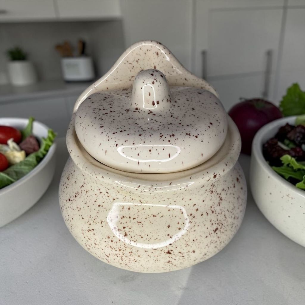 Saleiro de Cerâmica Branco 600g Cozinha Cerâmica Pintura Artesanal Mesa Posta Decoração Presente