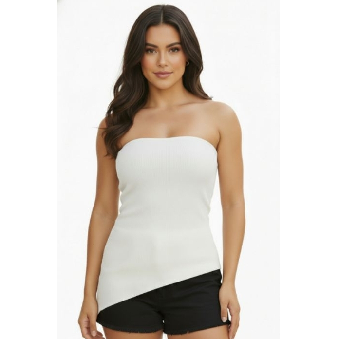 Blusa Blusinha Tomara que Caia COM BOJO Assimétrica Bata assimétrica Canelada Ribana Blogueira tendencia Roupas Feminina