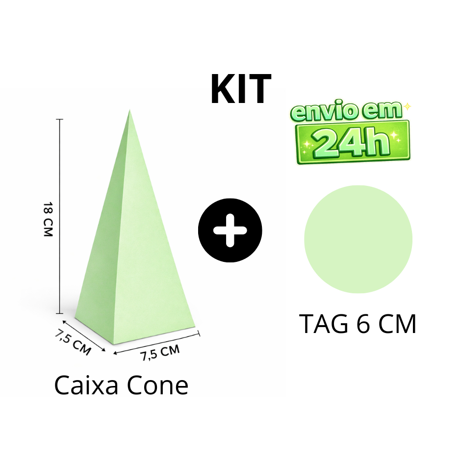 10 Caixa Cone/Pirâmide lisa VERDE CANDY para personalizar lembrancinhas para festa