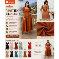 VESTIDO LONGO ELEGANTE FEMENINO MODA TENDÊNCIA 2026 -DETALHE NO OMBRO; IDEAL PARA FESTAS E EVENTOS