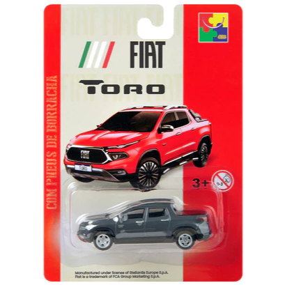 Carro Miniatura CKS Fiat Toro Volcano 2023 Cinza Chumbo Pneus de Borracha