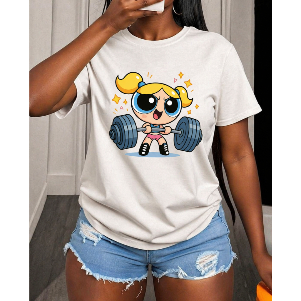 Camiseta Tshirt Super Poderosas Lindinha Academia Lançamento Algodão