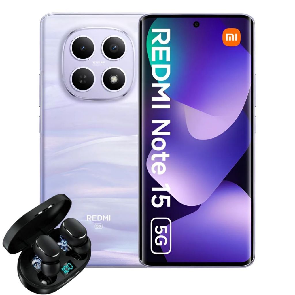 Novo Celular Redmi Note 15 5G NFC Versão Global 256GB 512GB e 8GB RAM, Dual Sim, Câmera 108MP + Fone