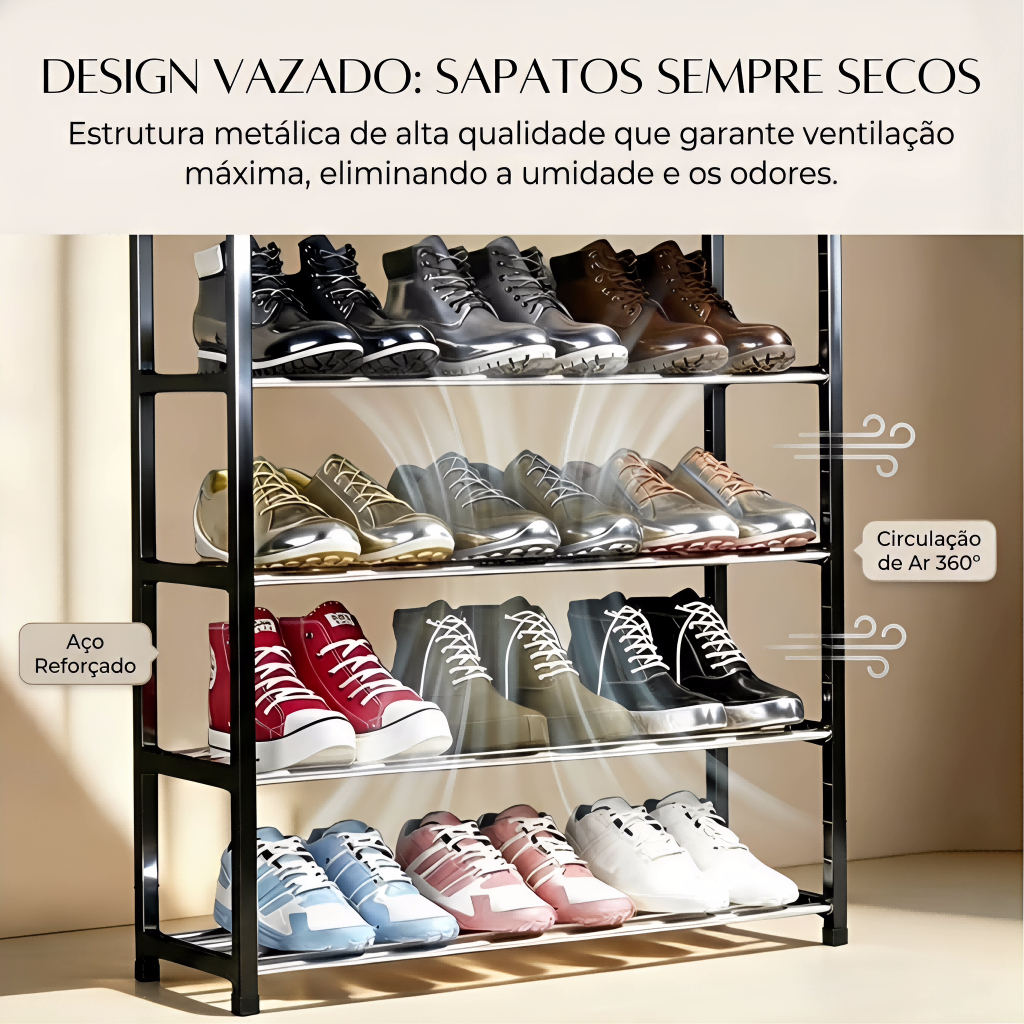 Sapateira 4/5 andares Organizador de Sapatos Tênis 8/10 Pares Desmontável · foto 2