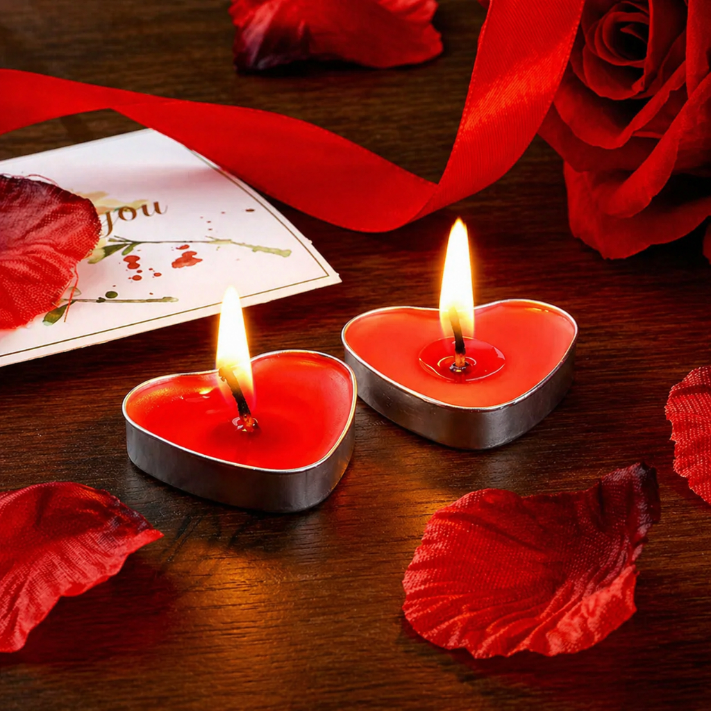 Kit 4 Velas Coração Vermelho Decoração Romântica Dia Dos Namorados Presente Dia das Mães