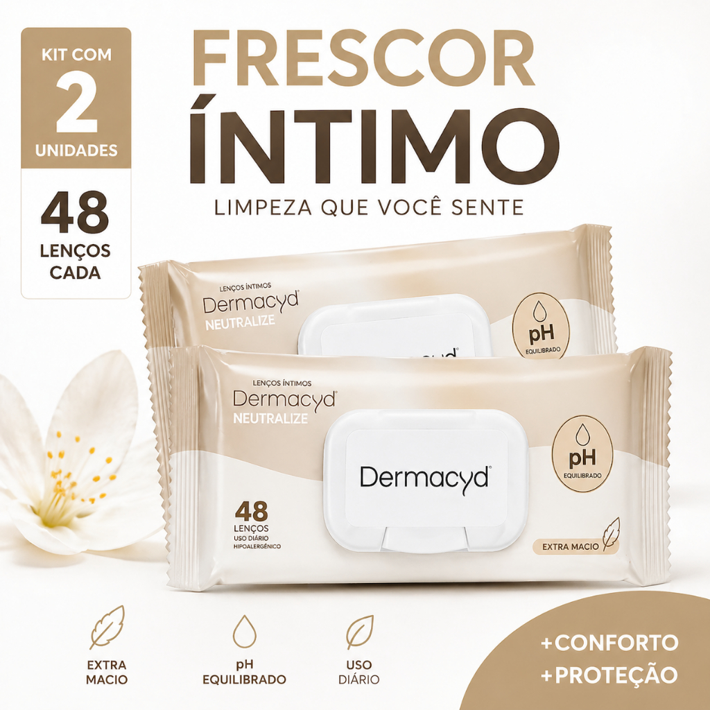 Kit 2 Lenços Íntimos Dermacyd 48un Cada pH Equilibrado Extra Macio Higiene Feminina Envio Rápido