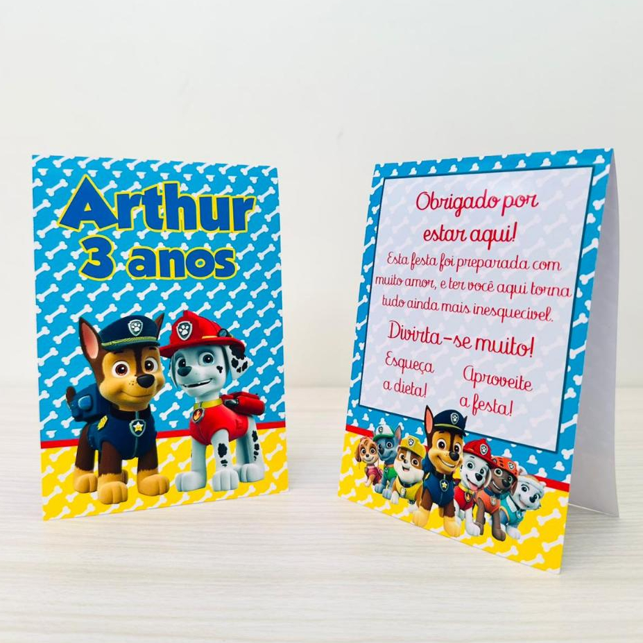 Centro de mesa agradecimento personalizado Patrulha Canina /Plaquinha de mesa Patrulha Canina / Aniversário Infantil