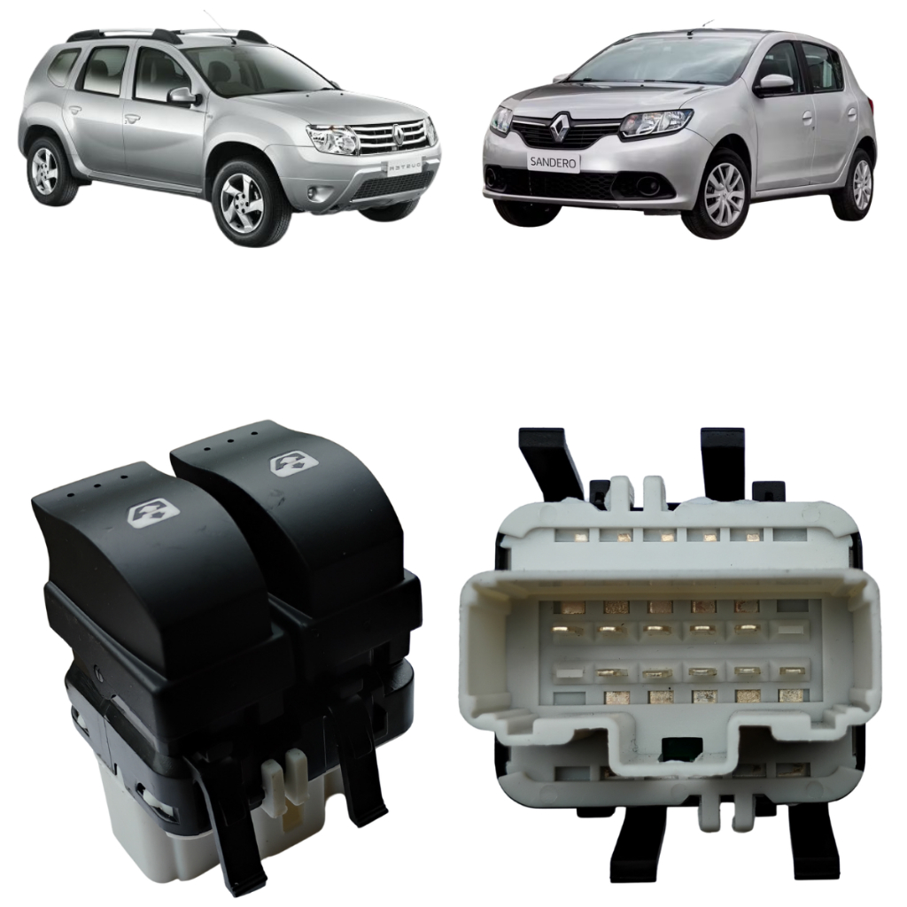 Botão Duplo Vidro Elétrico Traseiro Renault Sandero Duster Logan 2007 até 2016