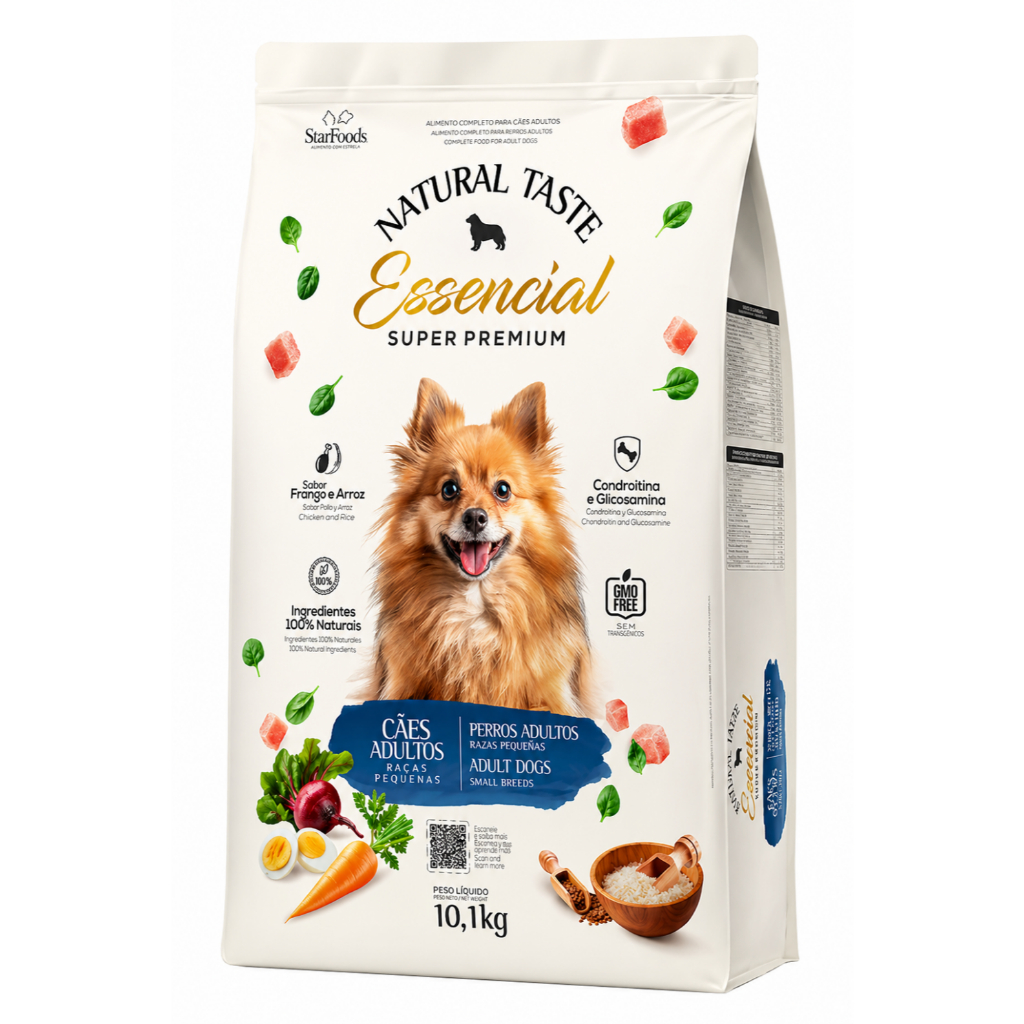 Ração Cães Dog Star Natural Taste Essencial Adulto Raças Pequenas 10,1kg