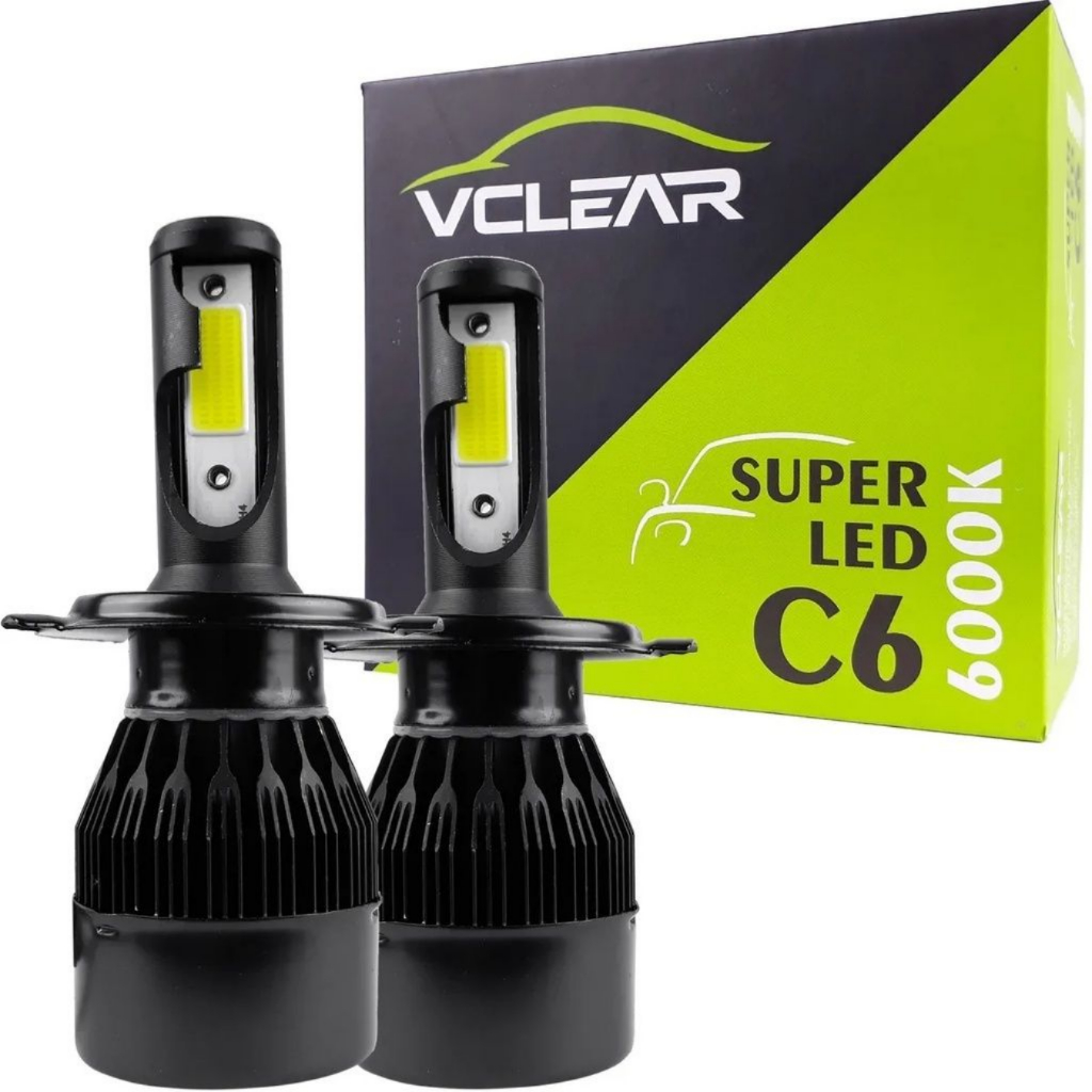 Par Lâmpadas Super Led H1 H3 H4 H7 H8 H9 H11 HB3 HB4 H27 6000K Luz Branca