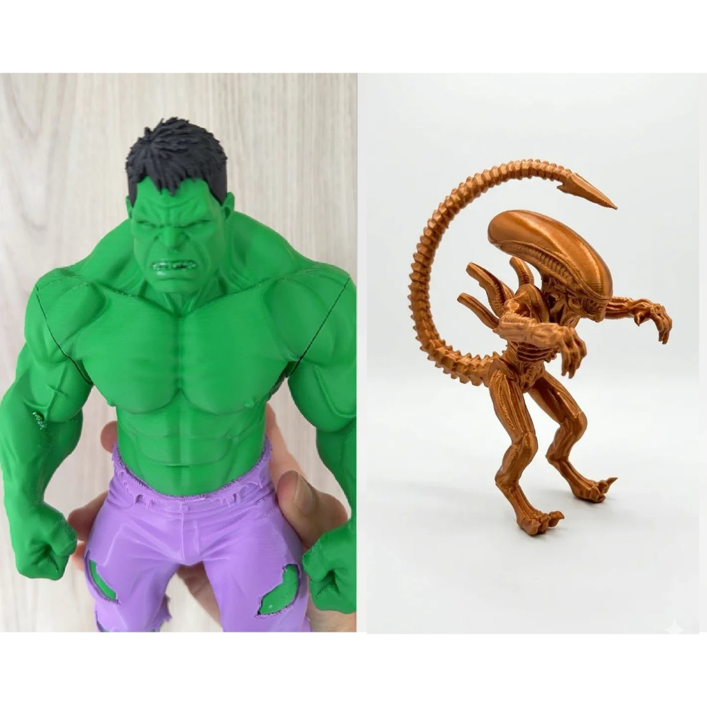 Boneco Hulk Herói Verde + Enfeite decorativo Boneco Miniatura Alien Xenomorfo Predador