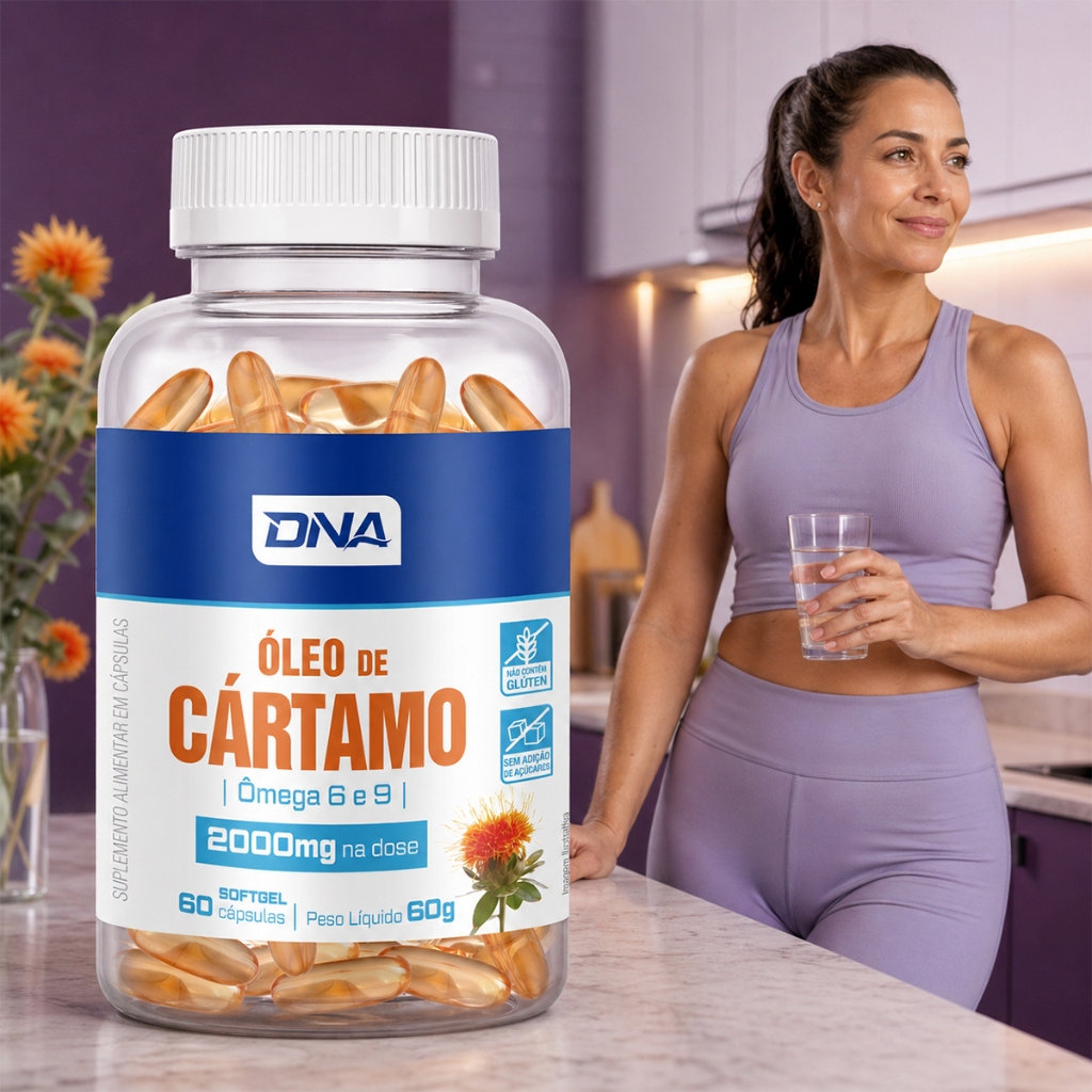 60 Capsulas Softgel De Óleo De Cártamo 2000mg Com Ômega 6 E 9 Para Rotina Alimentar E Bem Estar
