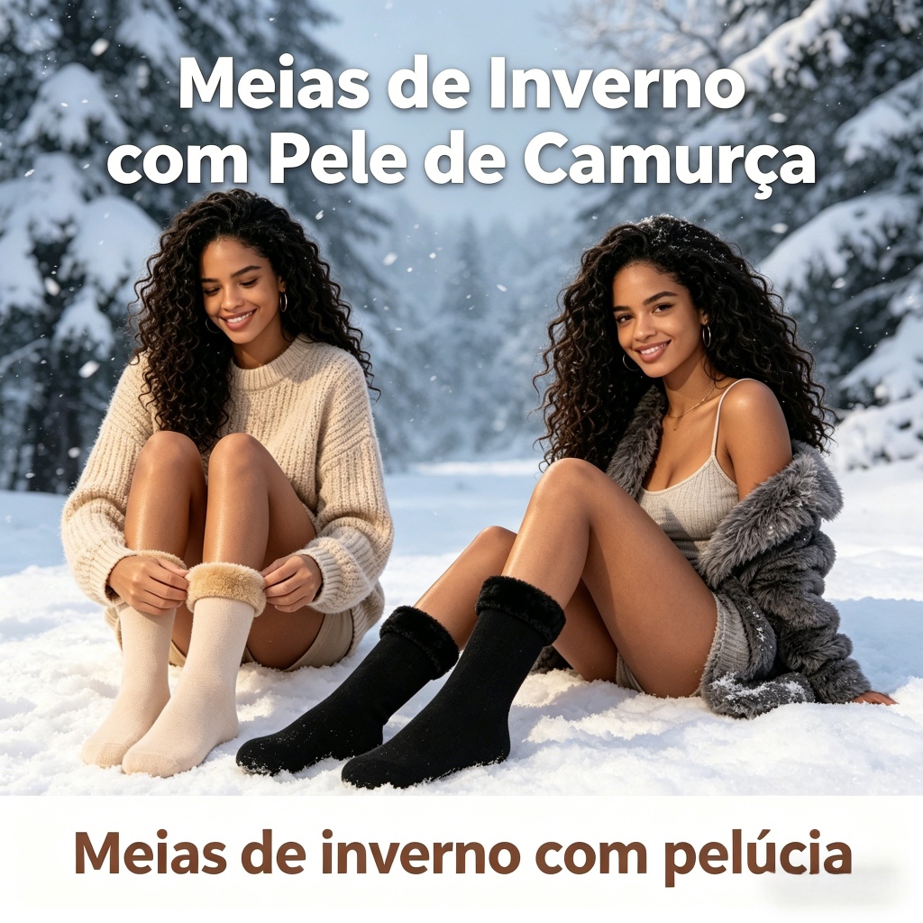 2-6 pares Meias de Inverno Peluciadas Feminina Quentes Quentinhas Térmicas Para Frio