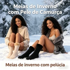 2-6 pares Meias de Inverno Peluciadas Feminina Quentes Quentinhas Térmicas Para Frio