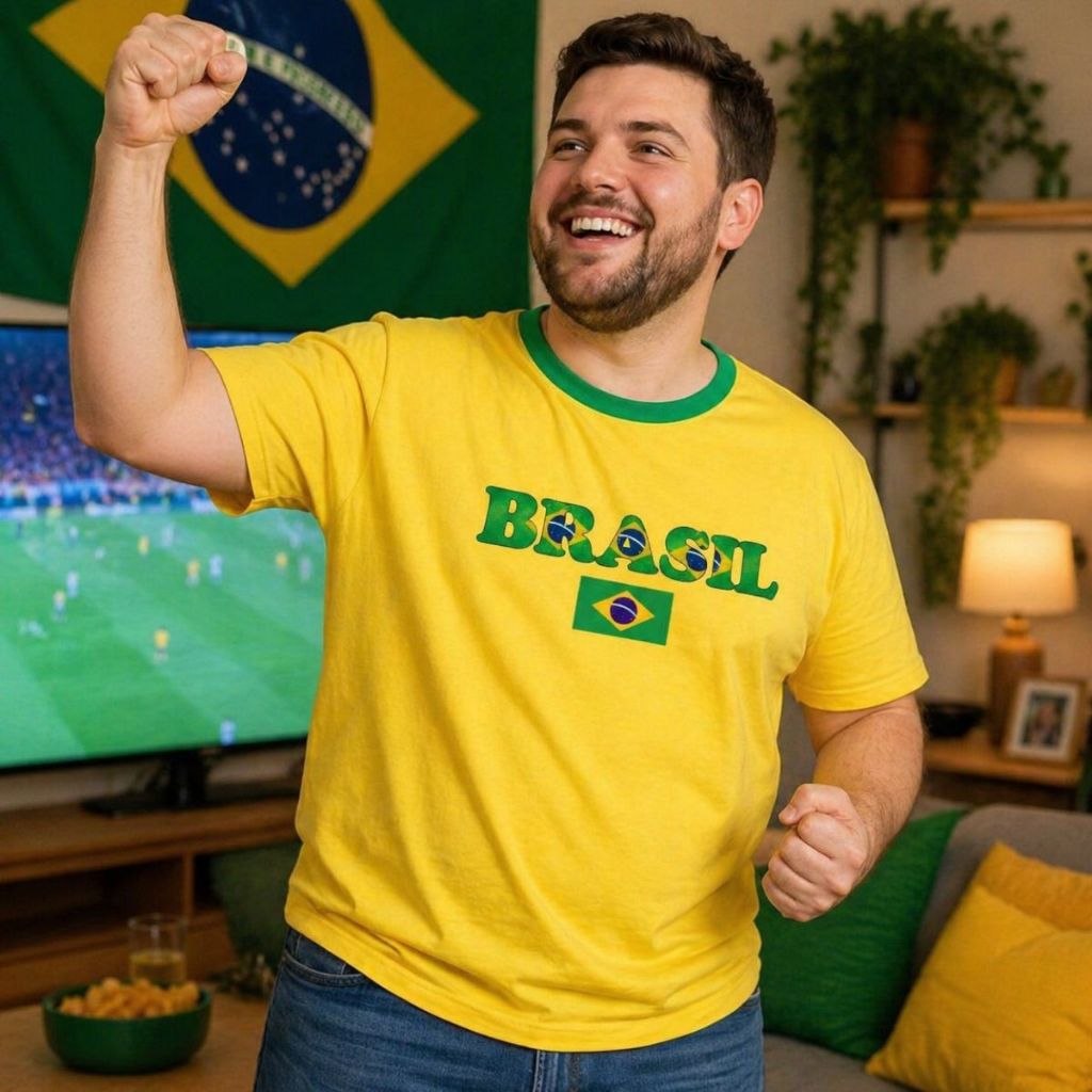 camiseta Torcedor Do Brasil Bandeira Masculina Dryfit Secagem Rápida Tamanho P Ao Plus Size