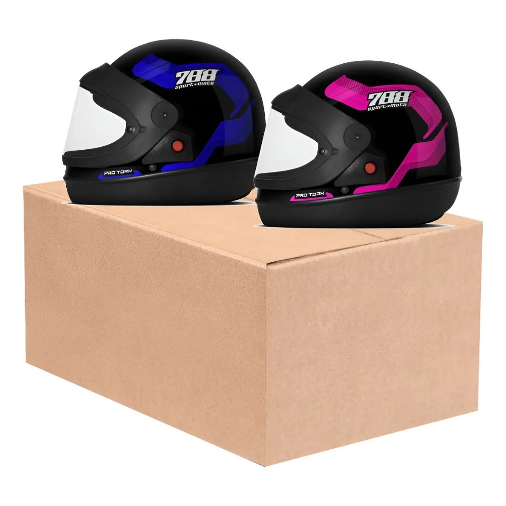 Kit 2 Capacete Automático Fechado Integral San Marino Pro Tork Sport Moto 788 Masculino Feminino
