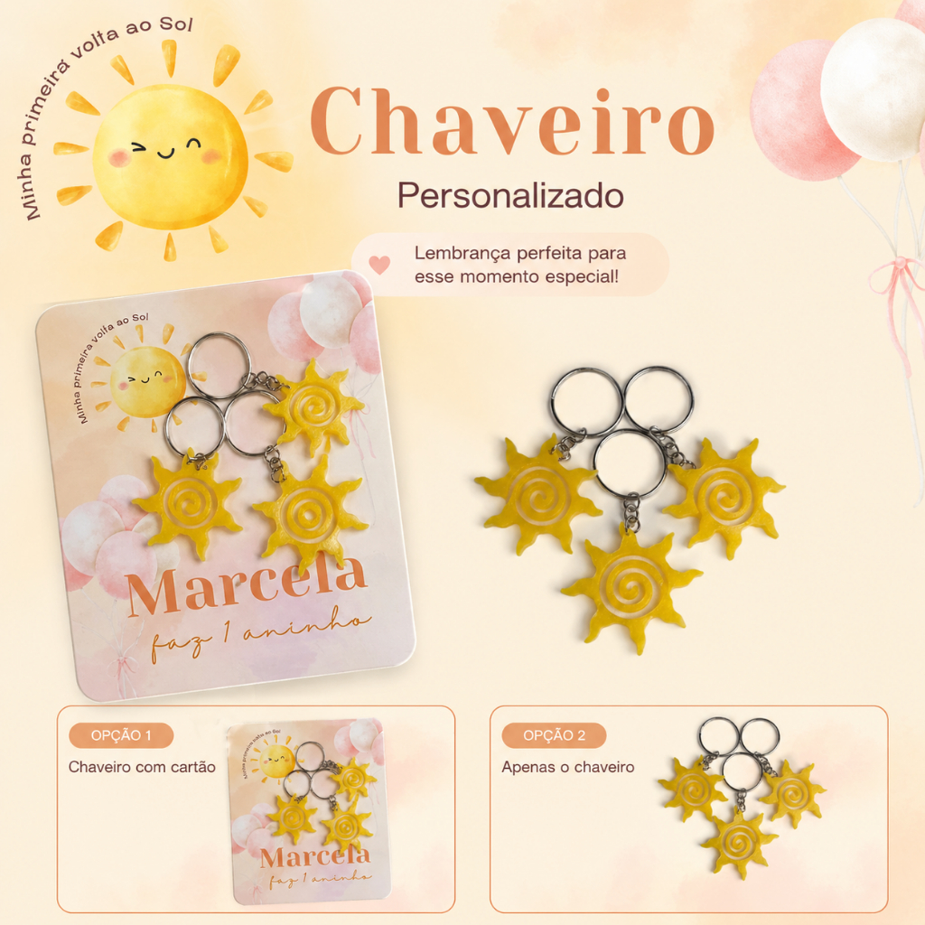 Primeira Volta ao sol Lembrancinha  Aniversário Personalizados Chaveiro