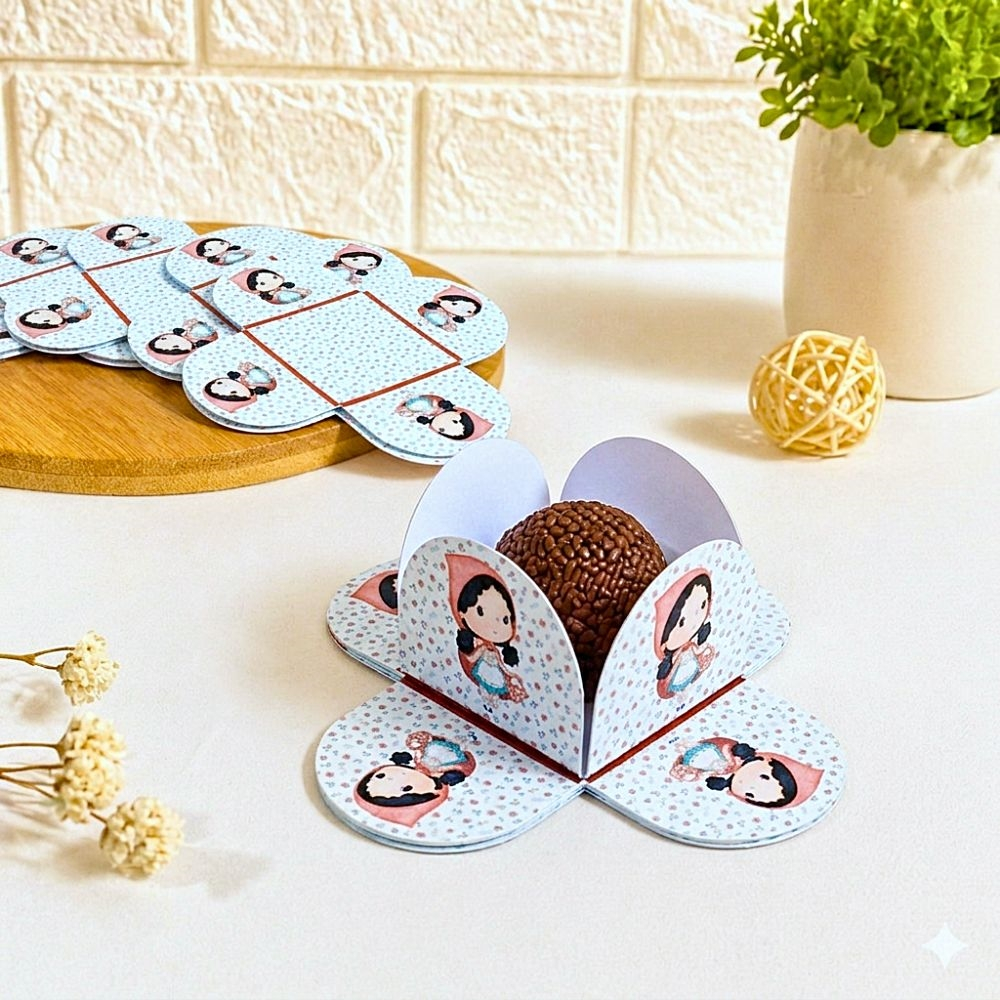 Forminhas para Doces Chapeuzinho Vermelho Personalizadas | Festa Infantil | 4 Pétalas | Lembrancinhas Aniversário