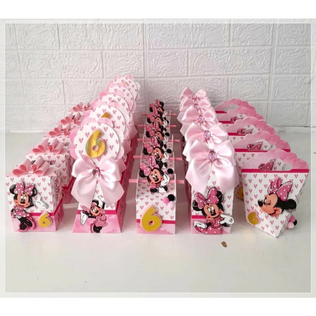 kit caixanhas personalizada minnie rosa-lembrancinha personalizada-festa personalizada-papelaria personalizada